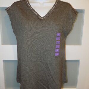 Berkley Jensen Gray Studded Tee Size S Women's NEW